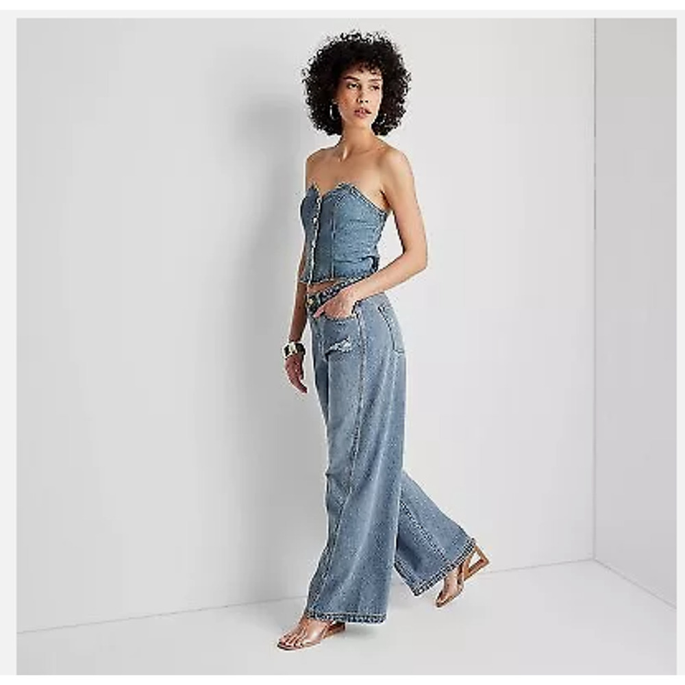Future Collective Jenee Naylor High-Rise Sz 00 Wide Leg Jeans